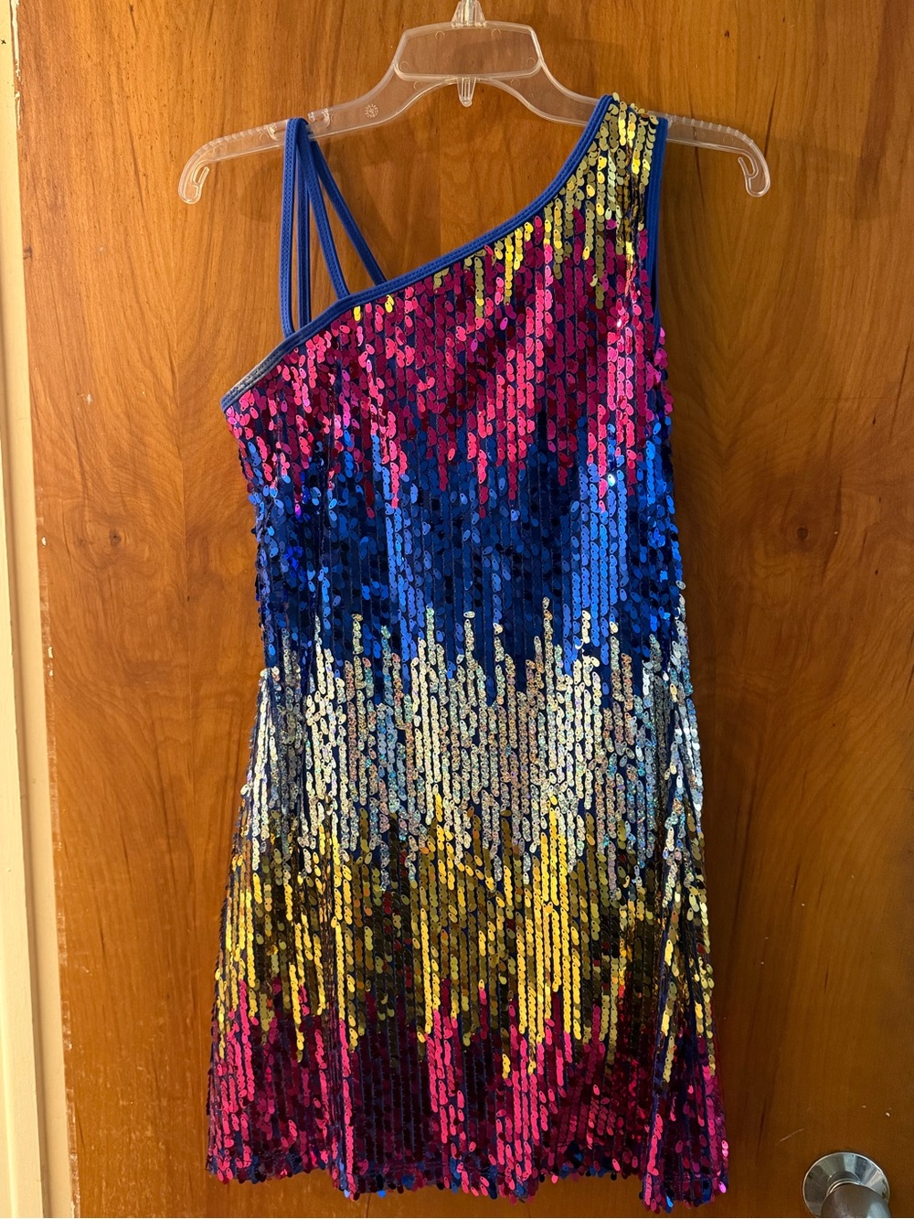 One-Shoulder Multicolor Sequin Mini Dress